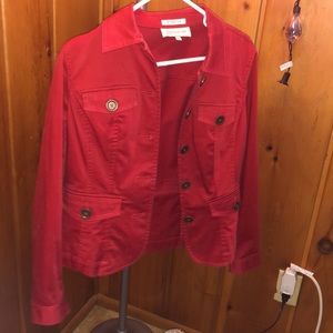 Red jean jacket